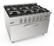 Cuisinière gaz - 6 feux - Four gaz - 48.7 kW - LQ/CUG6FM Saro - Four mixte professionnel CHR - matériel cuisine pro - Cuistéo
