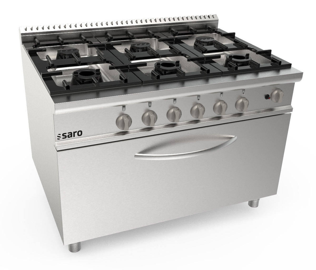 Cuisinière gaz - 6 feux - Four gaz - 48.7 kW - LQ/CUG6FM Saro - Four mixte professionnel CHR - matériel cuisine pro - Cuistéo