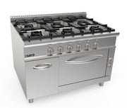 Cuisinière gaz - 6 feux - Four électrique - 42.2 kW - LQ/CUG6NE Saro - Four mixte professionnel CHR - matériel cuisine pro - Cuistéo