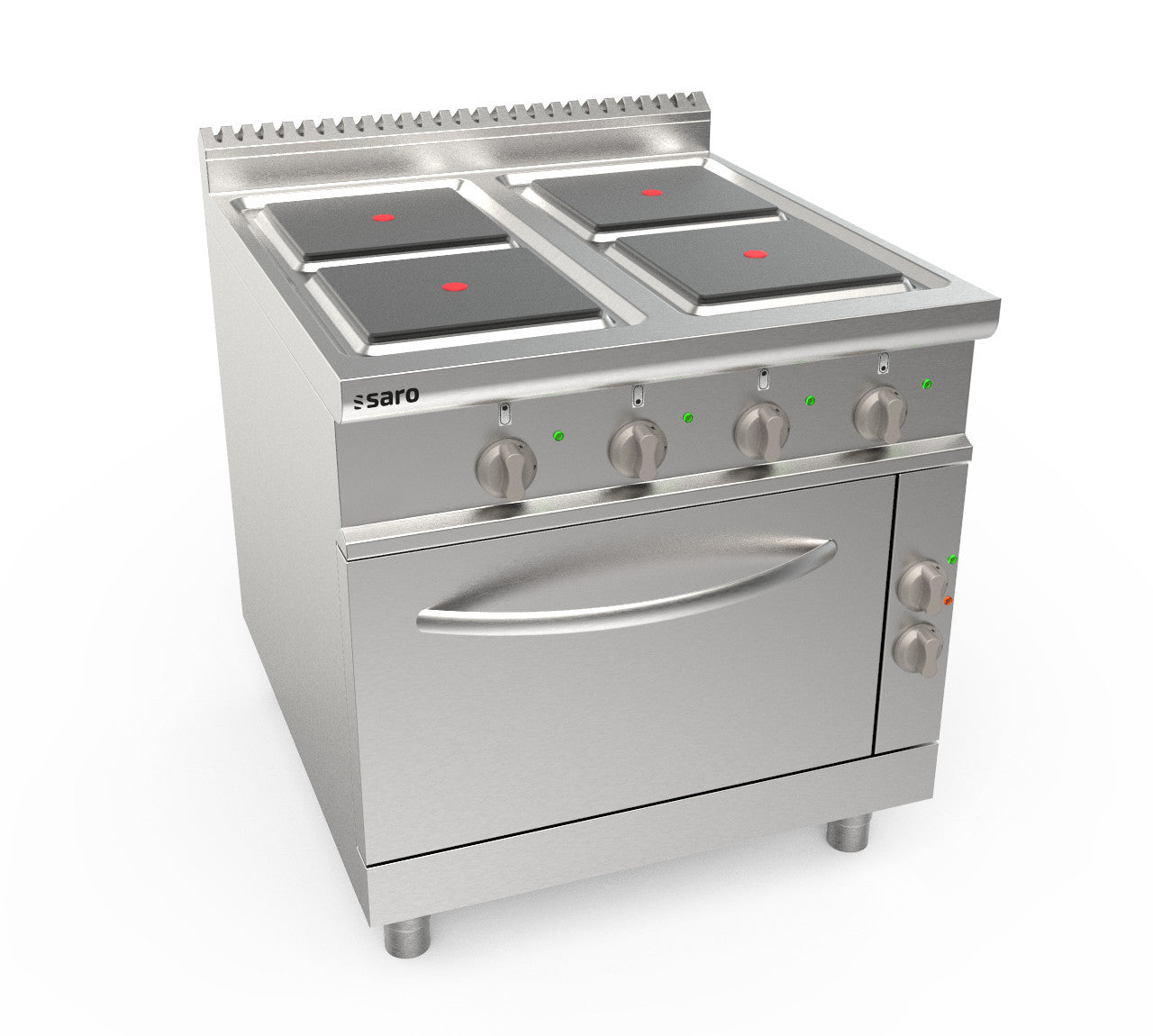 Cuisinière électrique - 4 plaques - Four statique 2/1GN - 21.48 kW - LQ/CQE4LE Saro - Four mixte professionnel CHR - matériel cuisine pro - Cuistéo
