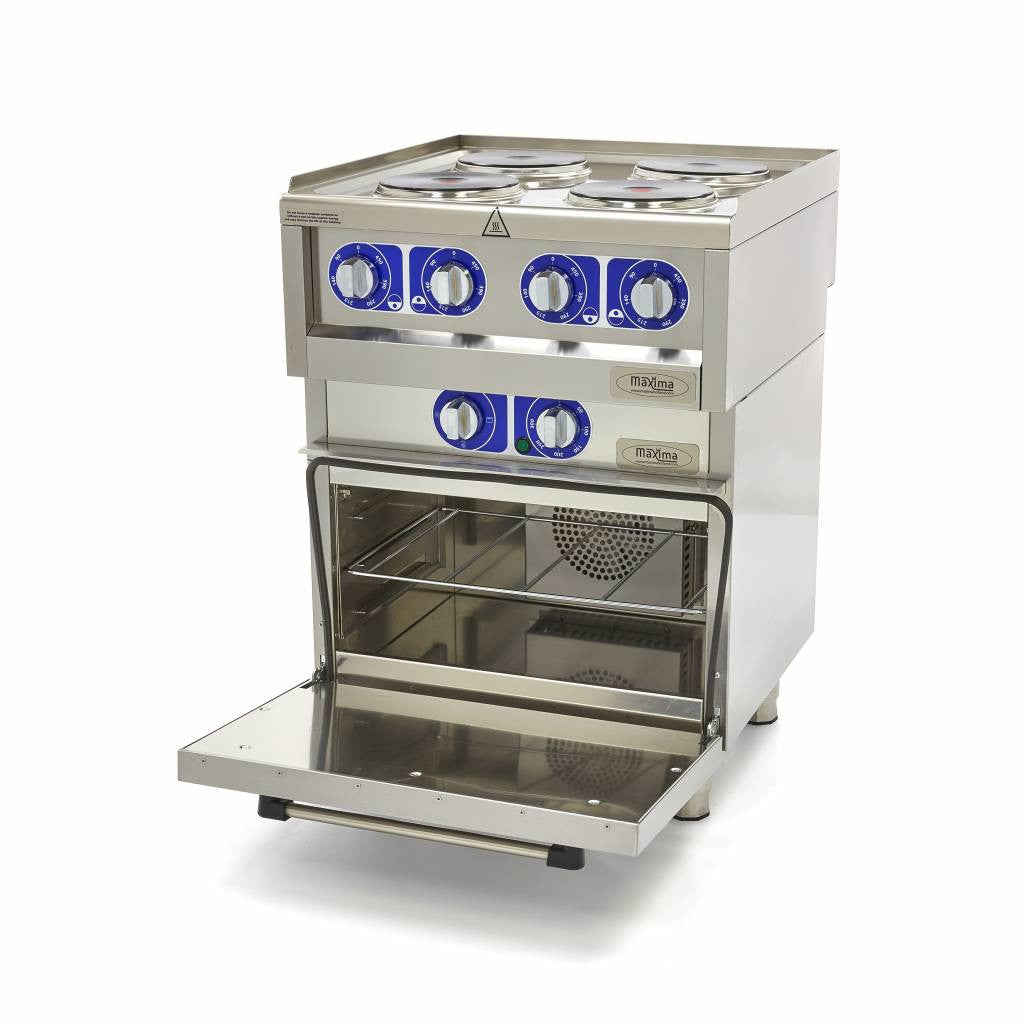 Cuisinière professionnelle - 4 brûleurs - Électrique 10000 W Maxima - vue 2 - Four mixte pro CHR - Cuistéo