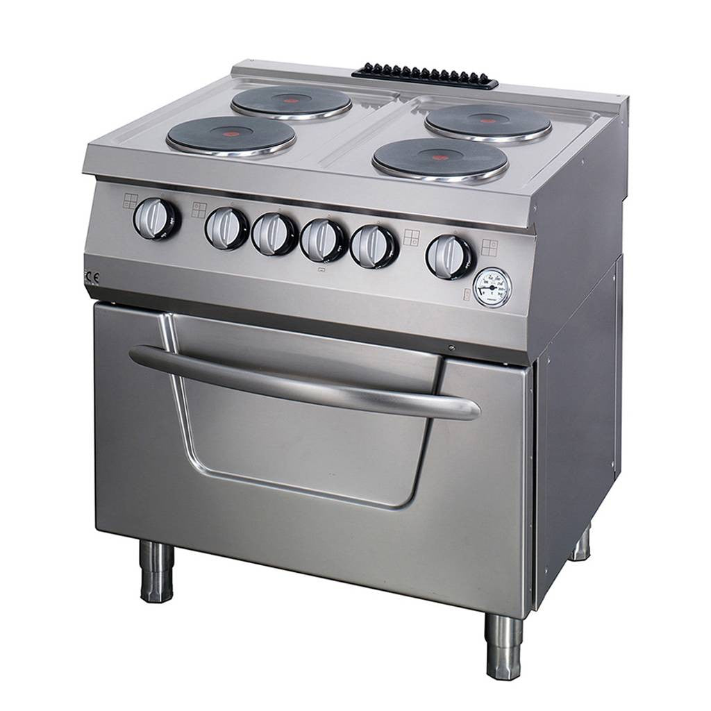 Cuisinière 4 brûleurs - Double unité - avec four - Électrique 16400 W Maxima - Four mixte professionnel CHR - matériel cuisine pro - Cuistéo