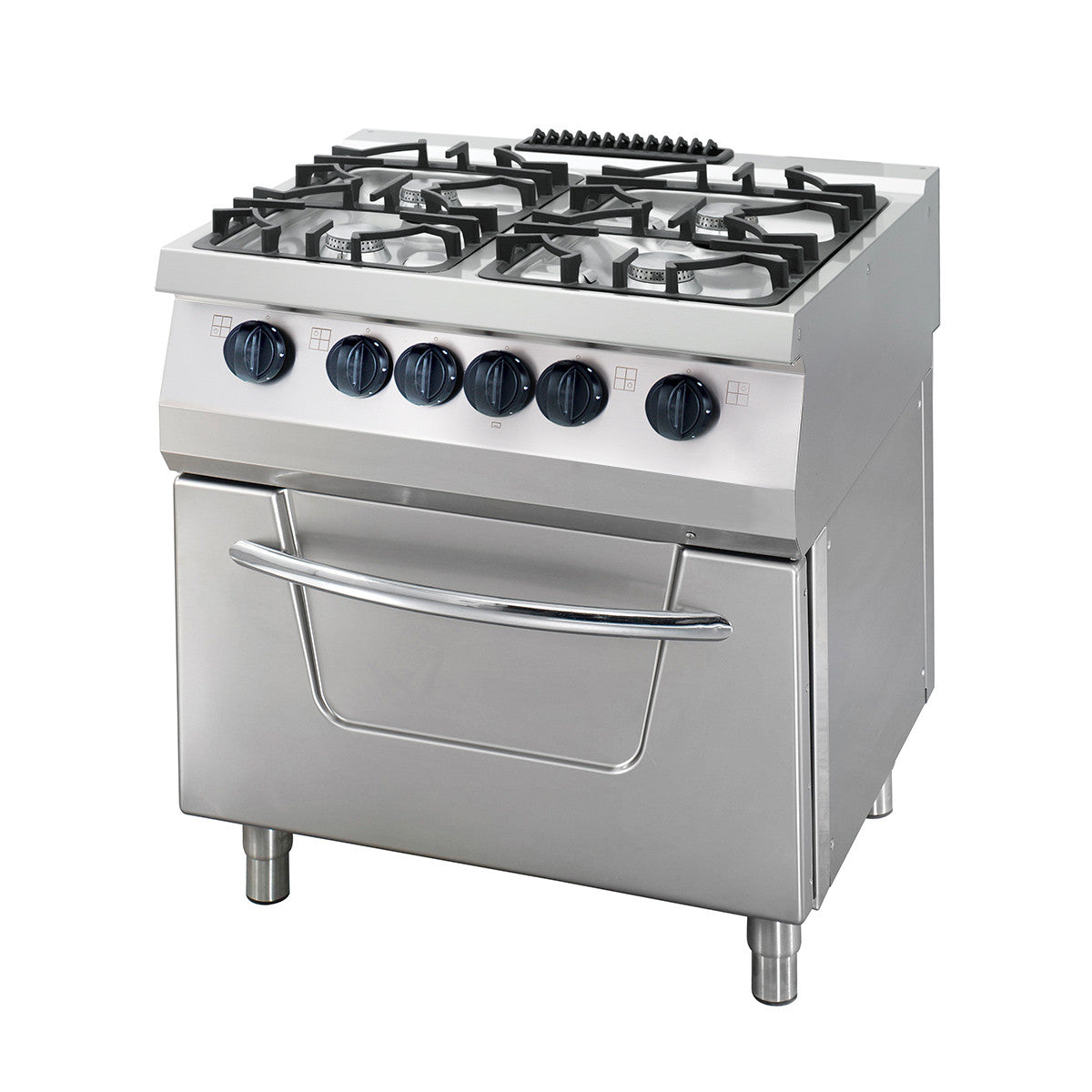 Cuisinière 4 Brûleurs - Double Unité - Profondeur de 70 cm - 36 kW - Gaz avec Four Électrique Maxima - Four mixte professionnel CHR - matériel cuisine pro - Cuistéo