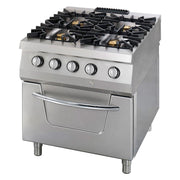 Cuisinière 4 brûleurs - Double unité - Profondeur de 90 cm - Gaz 2 kW Maxima - Four mixte professionnel CHR - matériel cuisine pro - Cuistéo