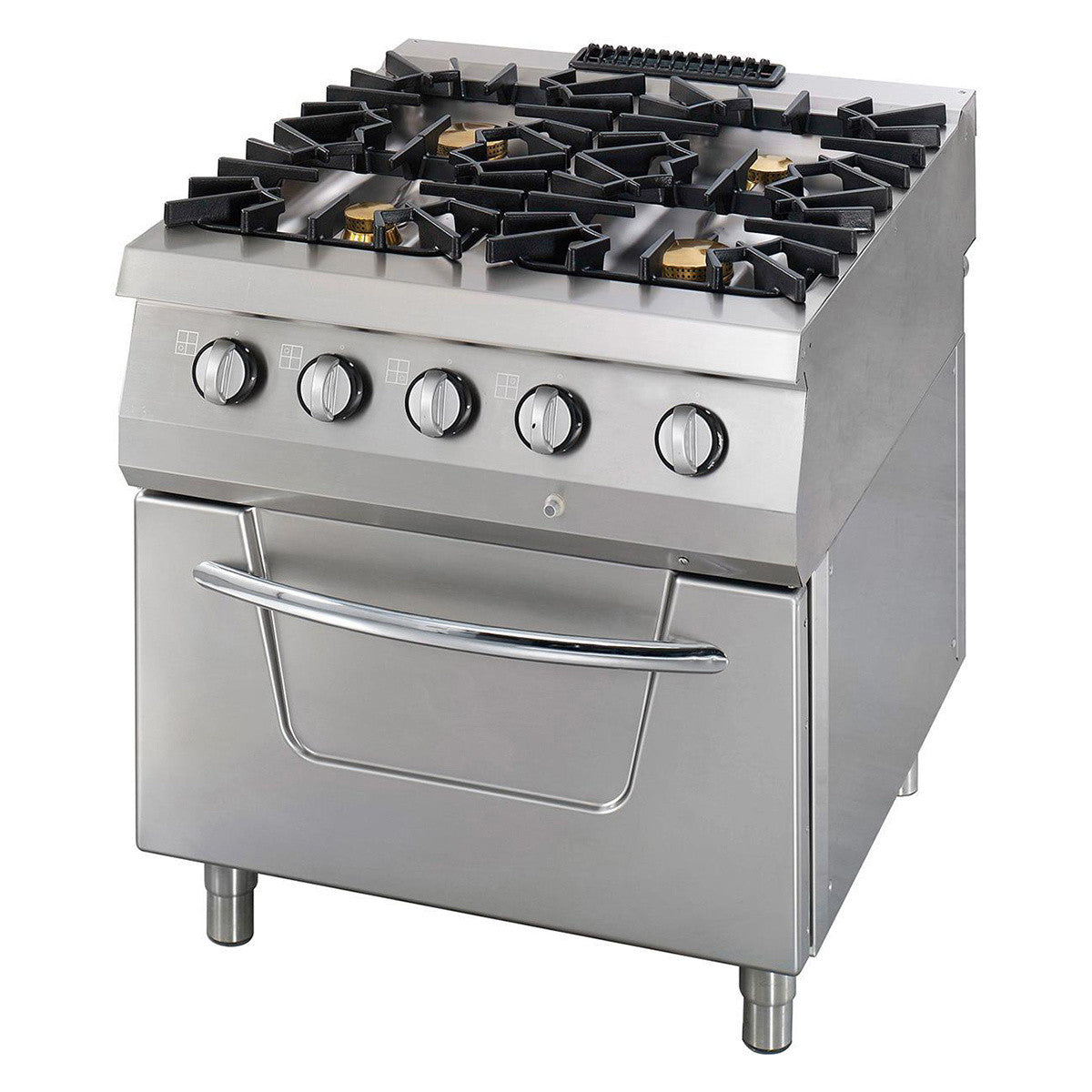 Cuisinière 4 brûleurs - Double unité - Profondeur de 90 cm - Gaz 2 kW Maxima - Four mixte professionnel CHR - matériel cuisine pro - Cuistéo