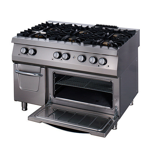 Cuisinière 6 brûleurs - Unité triple - Profondeur de 90 cm - Gaz inclu Four électrique 6000 W Maxima - Four mixte professionnel CHR - matériel cuisine pro - Cuistéo