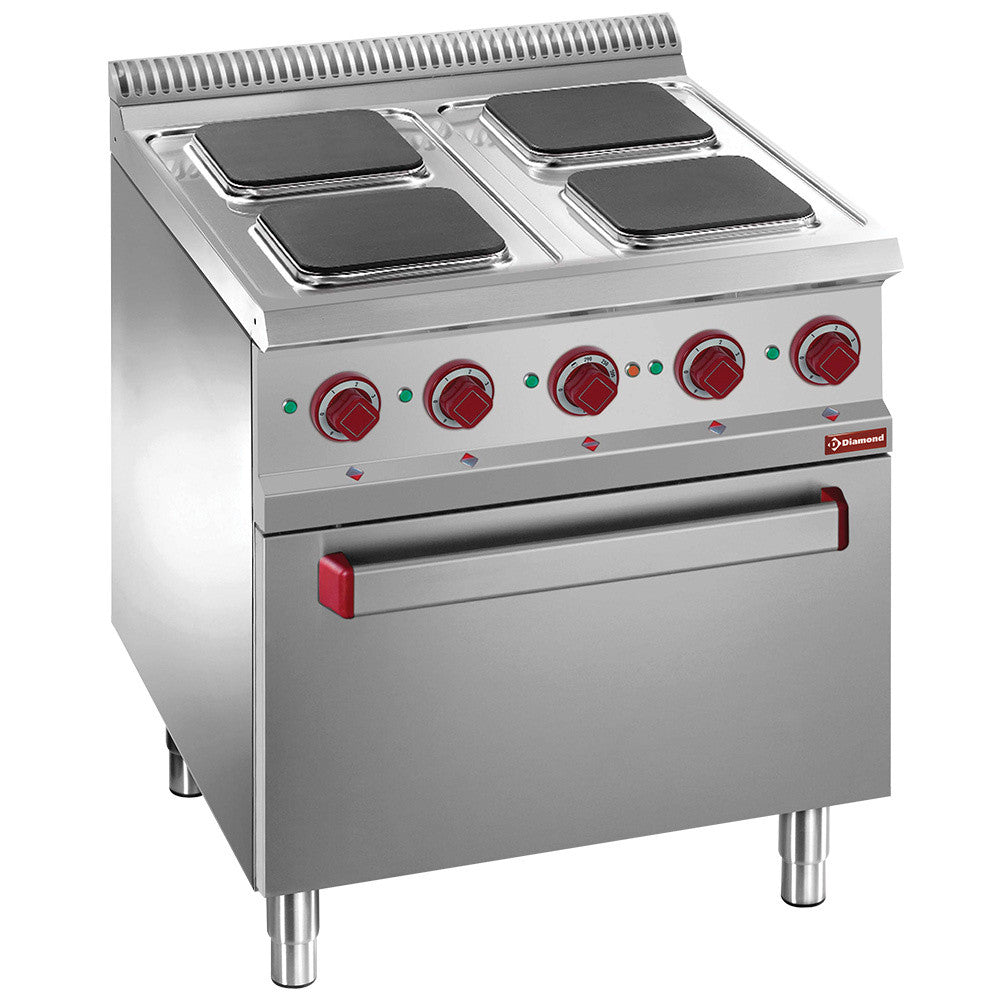 Fourneau électrique 4 plaques carrées - four/grill - Diamond