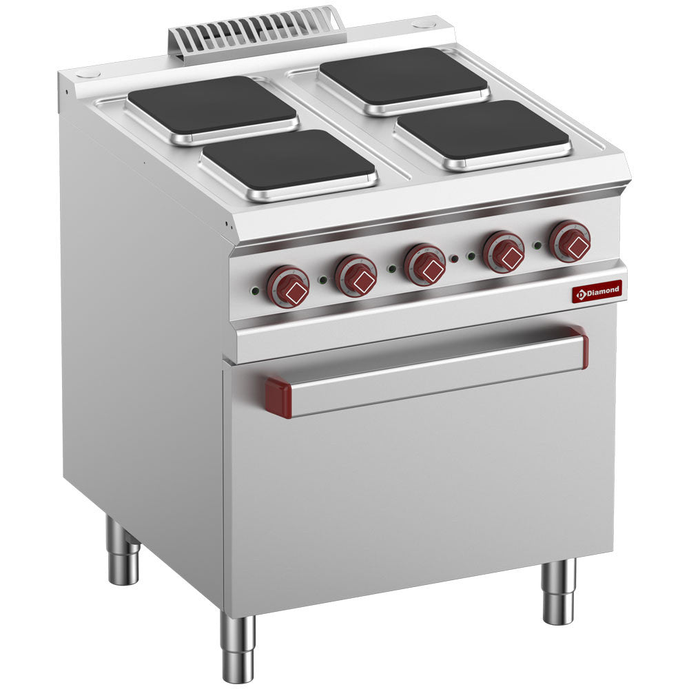 Fourneau électrique 4 plaques carrées - four/grill - Diamond