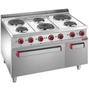 Fourneau électrique 6 plaques rondes four/grill - Diamond