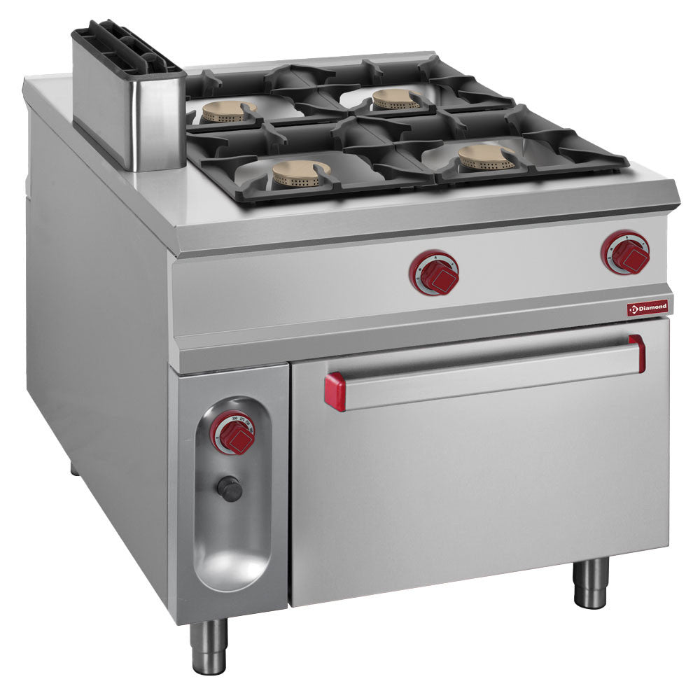 Fourneau tout gaz 4 feux - four GN 2/1 - Diamond