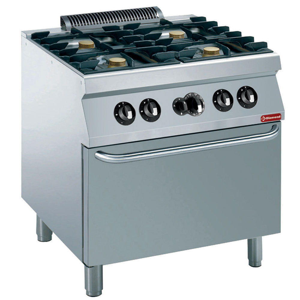 Fourneau tout gaz 4 feux + four GN2/1 - Diamond