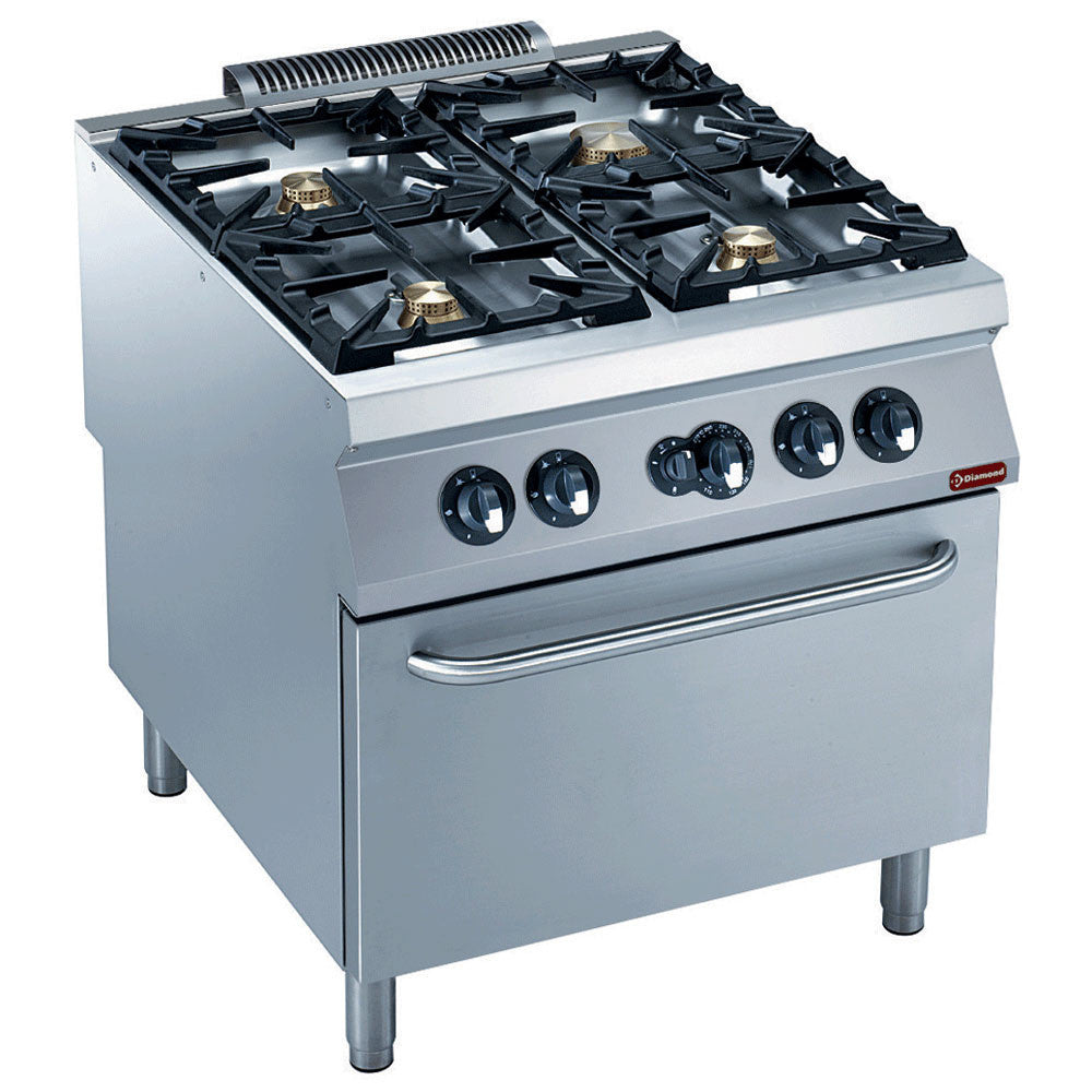 Fourneau tout gaz 4 feux - four GN2/1 - Diamond