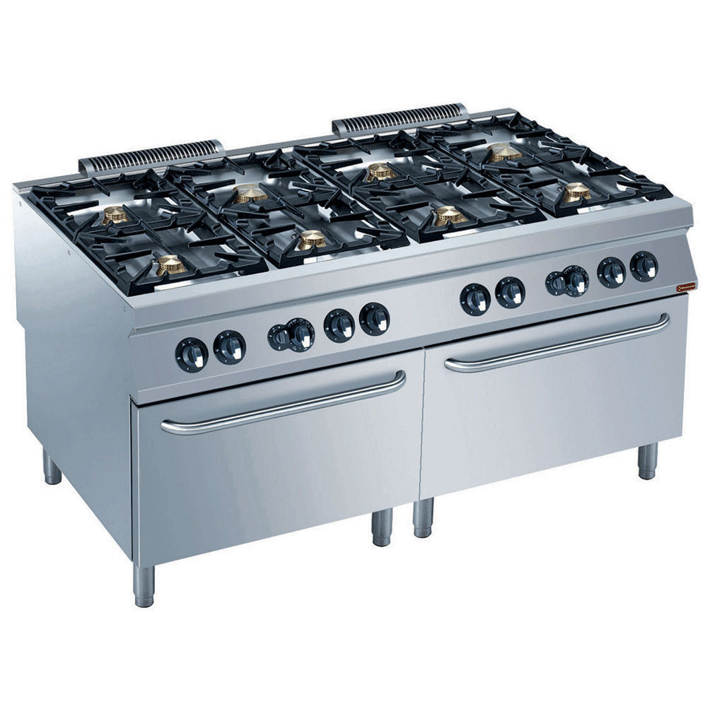 Fourneau tout gaz 8 feux / 2 fours GN 2/1 - Diamond