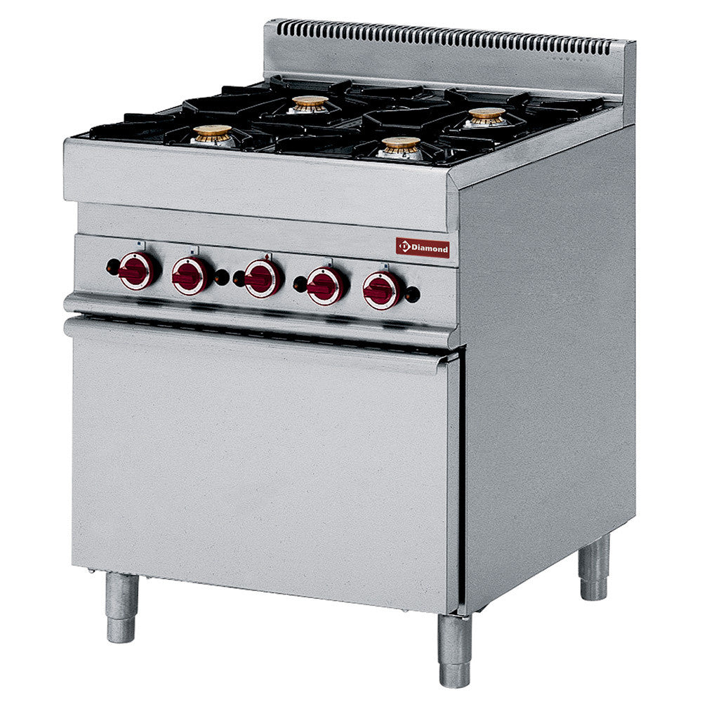 Fourneau gaz 4 feux - four convection élec GN 1/1 - Diamond