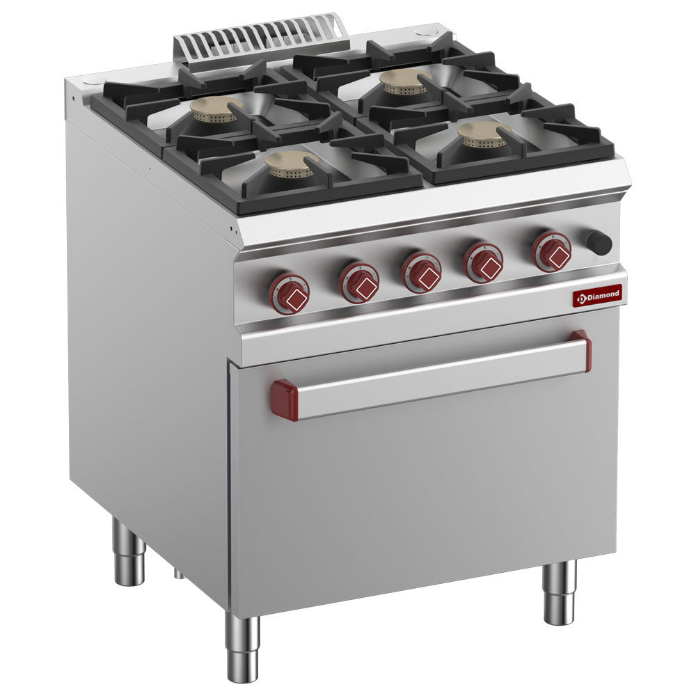 Fourneau 4 feux - four gaz GN 2/1 - Diamond
