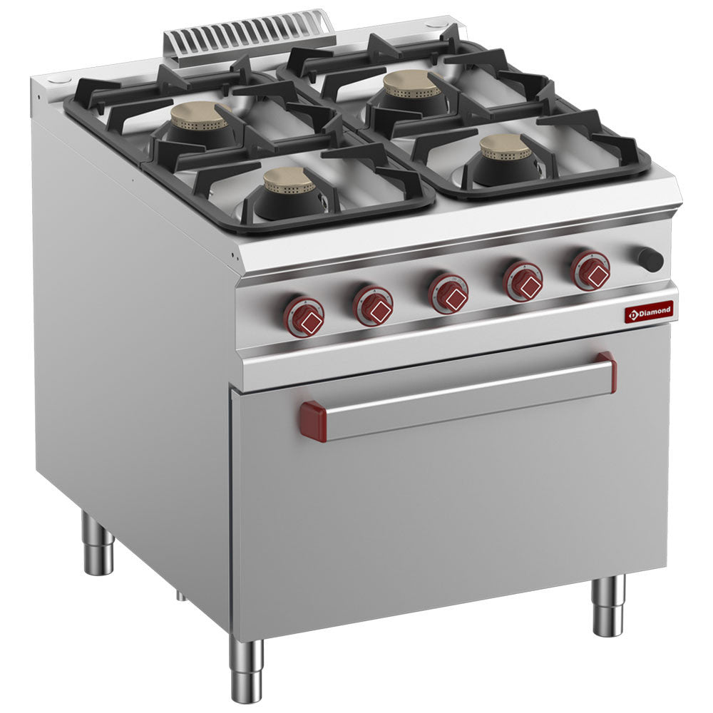 Fourneau 4 feux - four gaz GN 2/1 - Diamond