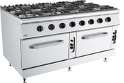 Cuisinière à gaz 8 bruleurs avec four à gaz 1600x900x900 mm 8 L 80 kW Combisteel - Four mixte professionnel CHR - matériel cuisine pro - Cuistéo