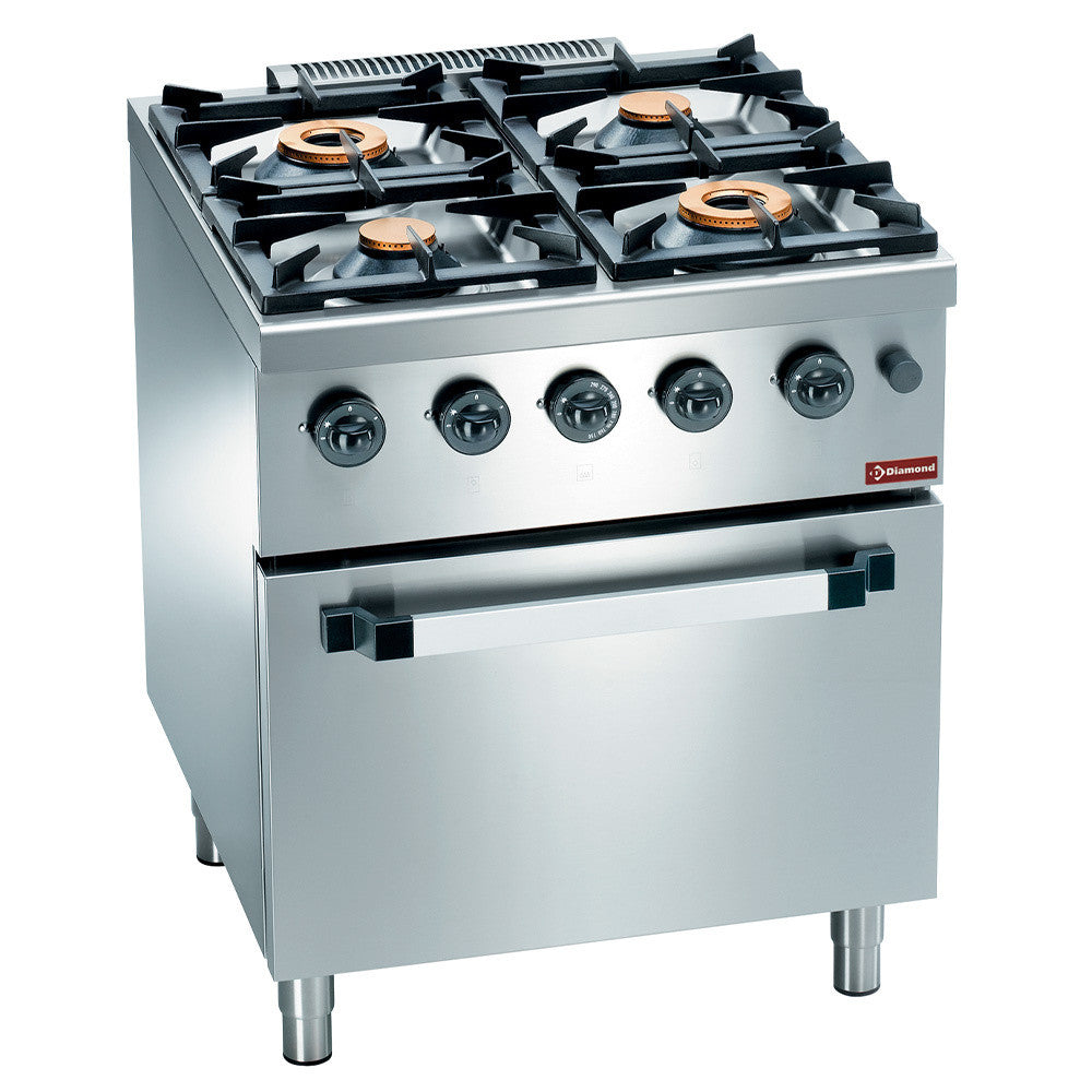 Fourneau gaz 4 feux vifs - four gaz GN 2/1 - Diamond