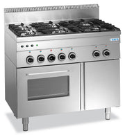 Cuisinière gaz - 6 feux - Four gaz - Grill électrique - 20.5 kW - Line 600 G6SFA6 Saro - Four mixte professionnel CHR - matériel cuisine pro - Cuistéo