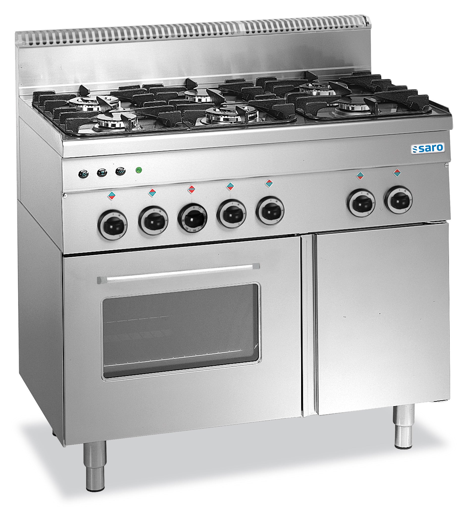 Cuisinière gaz - 6 feux - Four gaz - Grill électrique - 20.5 kW - Line 600 G6SFA6 Saro - Four mixte professionnel CHR - matériel cuisine pro - Cuistéo