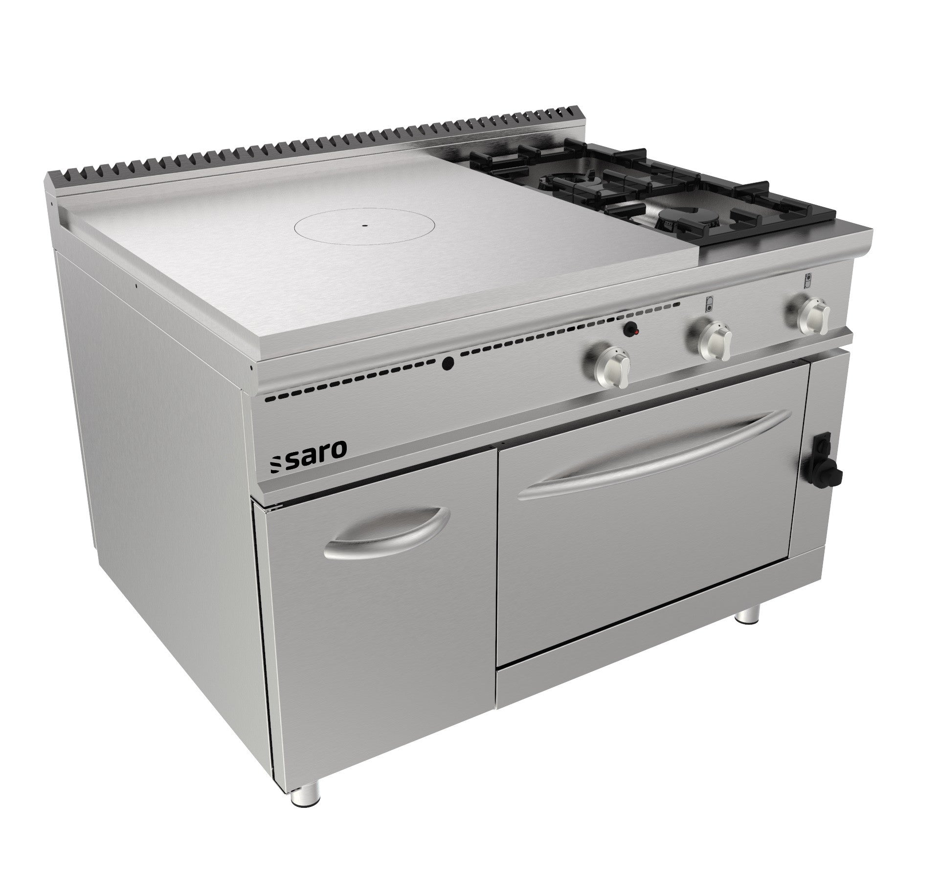 Cuisinière gaz - Plaque chauffante - 2 feux - Four - 33.5 kW - LQ/TPG6LO Saro - Four mixte professionnel CHR - matériel cuisine pro - Cuistéo