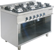 Cuisinière gaz - 6 feux - 36 kW - E7/KUPG6BA 1100x700x850 mm Saro - Four mixte professionnel CHR - matériel cuisine pro - Cuistéo