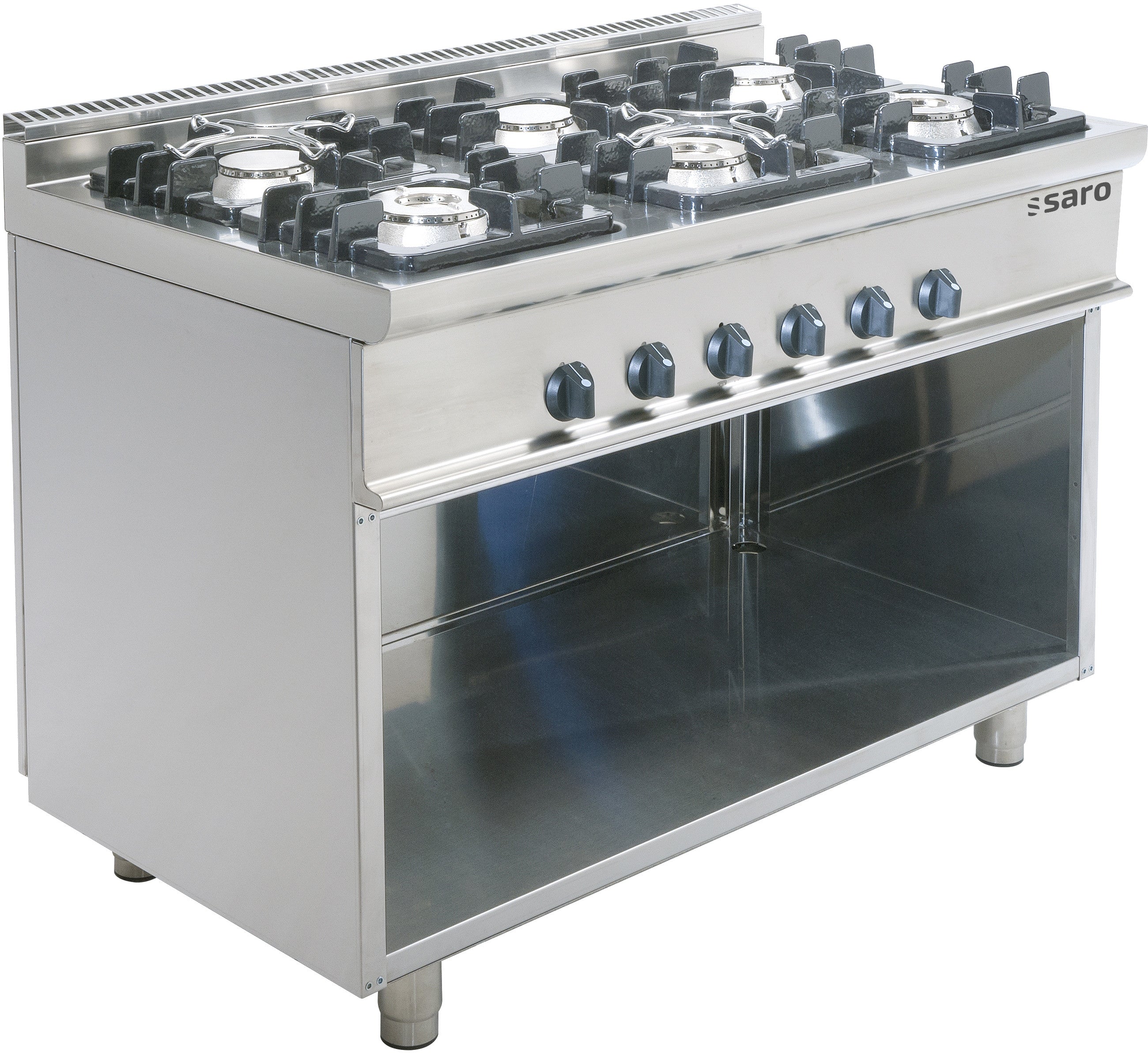 Cuisinière gaz - 6 feux - 36 kW - E7/KUPG6BA 1100x700x850 mm Saro - Four mixte professionnel CHR - matériel cuisine pro - Cuistéo