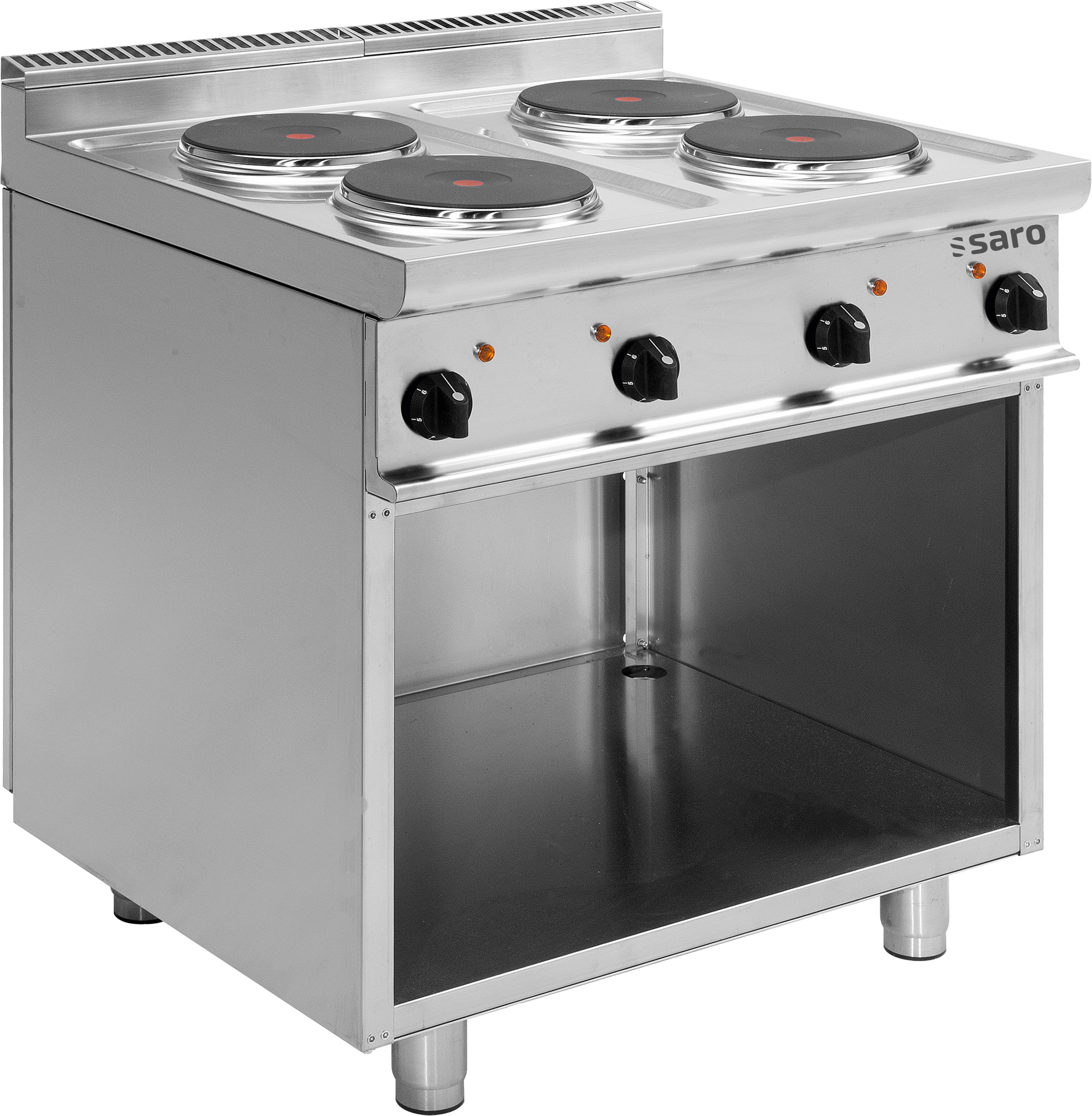 Cuisinière électrique - 4 plaques - 10.4 kW - E7/CUET4BA Saro - Fourneau sur meuble électrique professionnel CHR - matériel cuisine pro - Cuistéo
