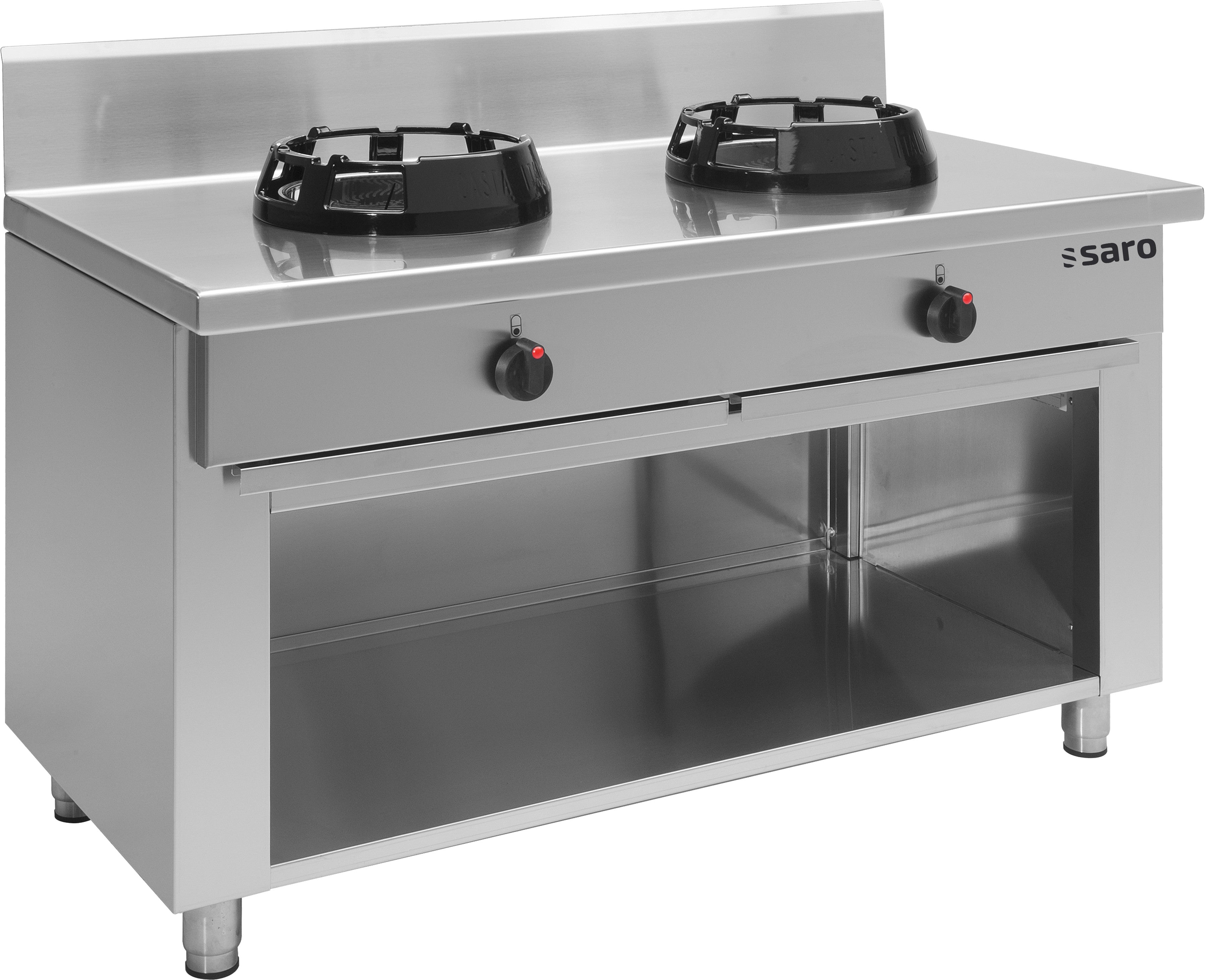 Cuisinière wok gaz - 2 brûleurs - 42 kW - CC/02 800x730x870 mm Saro - Four mixte professionnel CHR - matériel cuisine pro - Cuistéo