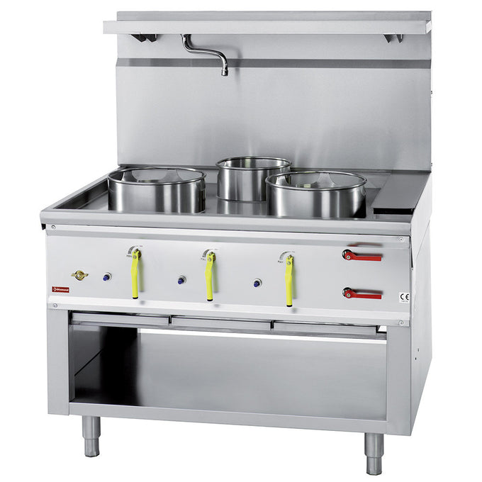Fourneau wok 3 brûleurs avec rideau d'eau - Diamond