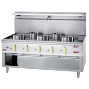 Fourneau wok 5 brûleurs avec rideau d'eau - Diamond