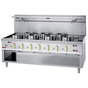 Fourneau wok 7 brûleurs avec rideau d'eau - Diamond