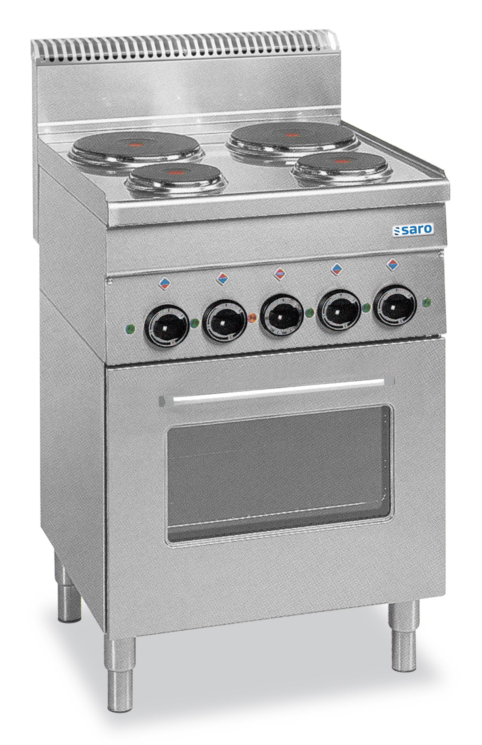 Cuisinière électrique - 4 zones - Grill - Four convection - 10.7 kW - Line 600 E4F6 Saro - Four mixte professionnel CHR - matériel cuisine pro - Cuistéo
