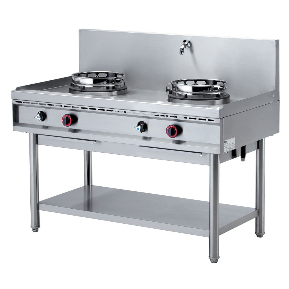 Fourneau wok gaz 2 feux 2 x 13 kw - Diamond