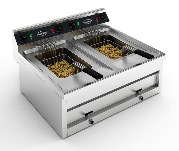 Friteuse électrique à poser 2x12lt 2x6kw 2 L 2 kW Combisteel - Friteuse à poser électrique professionnel CHR - matériel cuisine pro - Cuistéo