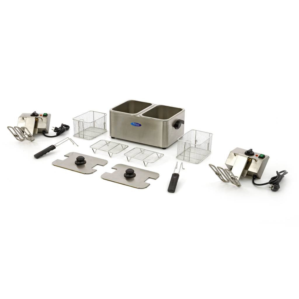 Friteuse double - Électrique - 2x4 litres - 2 paniers - Zone froide 2500 W Maxima - vue 6 - Friteuse à poser électrique pro CHR - Cuistéo