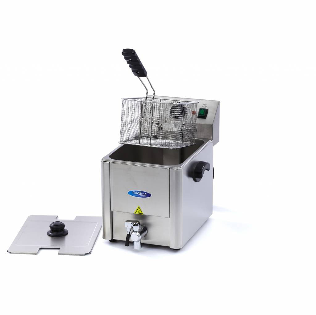 Friteuse professionnelle - Électrique - 8 litres - Robinet de vidange - Zone froide 3250 W Maxima - Friteuse à poser électrique professionnel CHR - matériel cuisine pro - Cuistéo