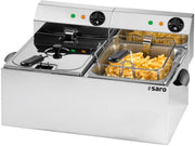 Friteuse double - 2x6L - Température 0/+180°C - Cuves amovibles - Thermostat sécurité Saro - Friteuse à poser électrique professionnel CHR - matériel cuisine pro - Cuistéo