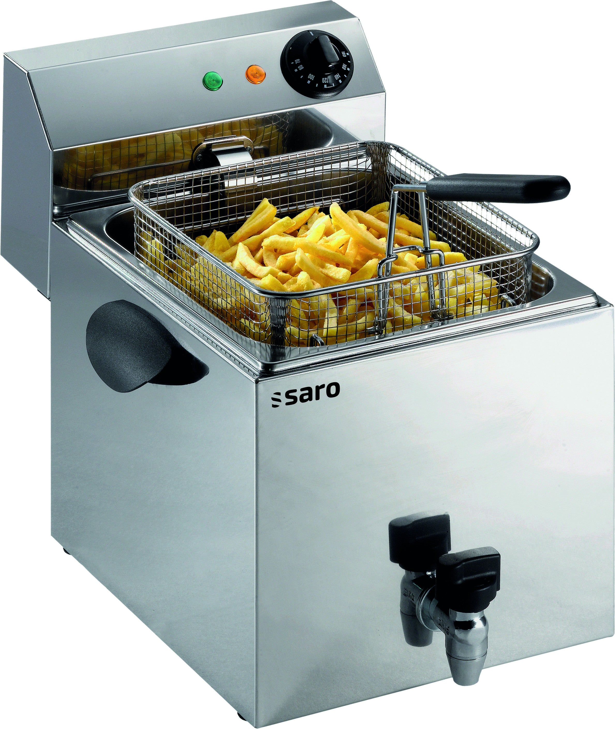 Friteuse électrique - 8L - 0/+180°C - Cuve amovible - Robinet vidange - 3,25 kW Saro - Friteuse à poser électrique professionnel CHR - matériel cuisine pro - Cuistéo