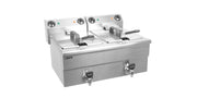 Friteuse double - 2x10L - Température 0/+180°C - Cuves amovibles - Robinet vidange Saro - Friteuse à poser électrique professionnel CHR - matériel cuisine pro - Cuistéo