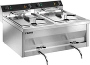 Friteuse double - 2x9L - Température 0/+180°C - Cuves amovibles - Robinet vidange Saro - Friteuse à poser électrique professionnel CHR - matériel cuisine pro - Cuistéo