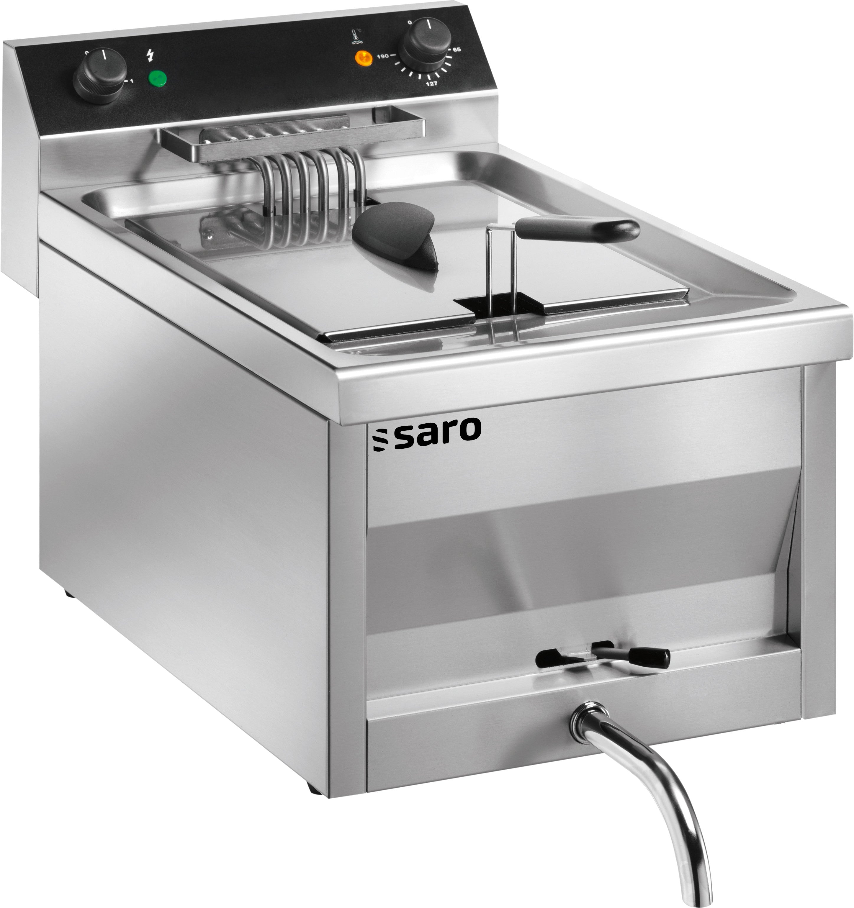 Friteuse - 12L - Température 0/+180°C - Cuve amovible - Robinet vidange Saro - Friteuse à poser électrique professionnel CHR - matériel cuisine pro - Cuistéo