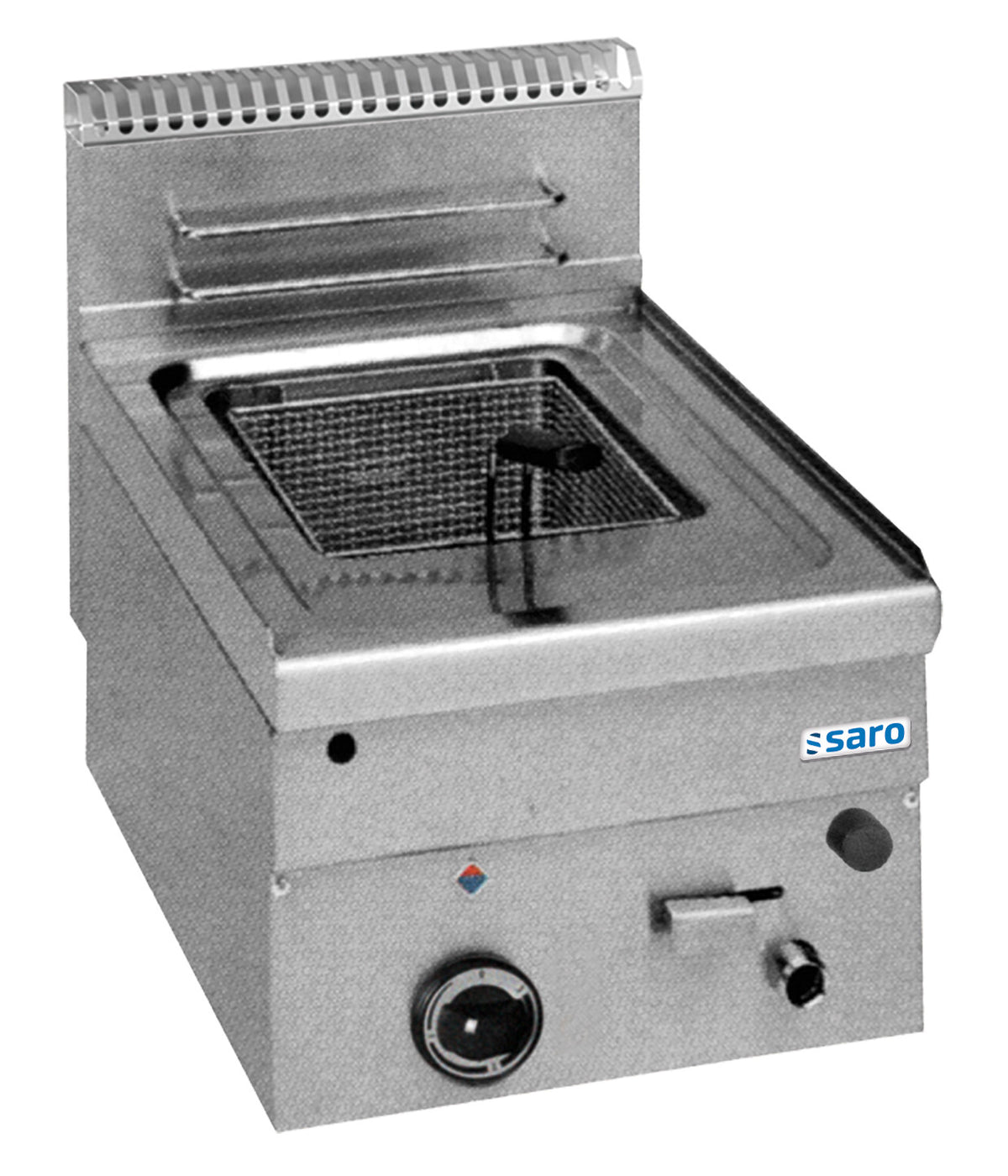 Friteuse gaz - 8L - Température 90-190°C - Zone froide - Robinet vidange 7.4 kW Saro - Friteuse à poser gaz professionnel CHR - matériel cuisine pro - Cuistéo