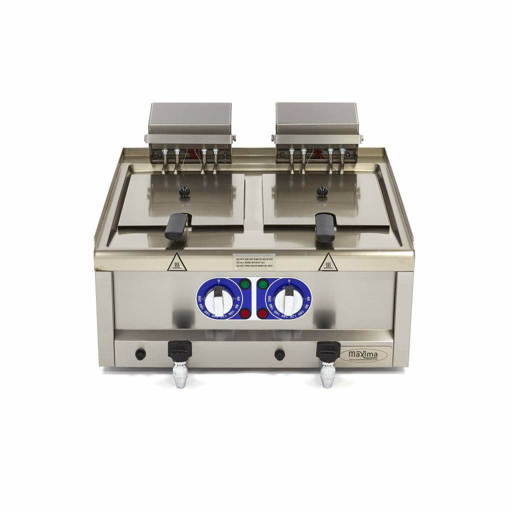 Friteuse - 2 x 10L - 2 paniers - avec robinet de vidange - 400V 12000 W Maxima - vue 4 - Friteuse à poser électrique pro CHR - Cuistéo