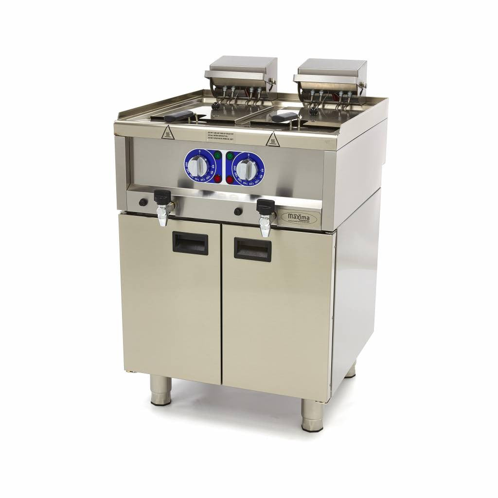 Friteuse - 2 x 10L - 2 paniers - avec robinet de vidange - 400V 12000 W Maxima - vue 5 - Friteuse à poser électrique pro CHR - Cuistéo