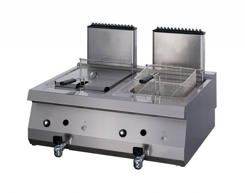 Friteuse Professionnelle - 2 x 12L - Double Unité - Gaz 2 kW Maxima - Friteuse à poser gaz professionnel CHR - matériel cuisine pro - Cuistéo