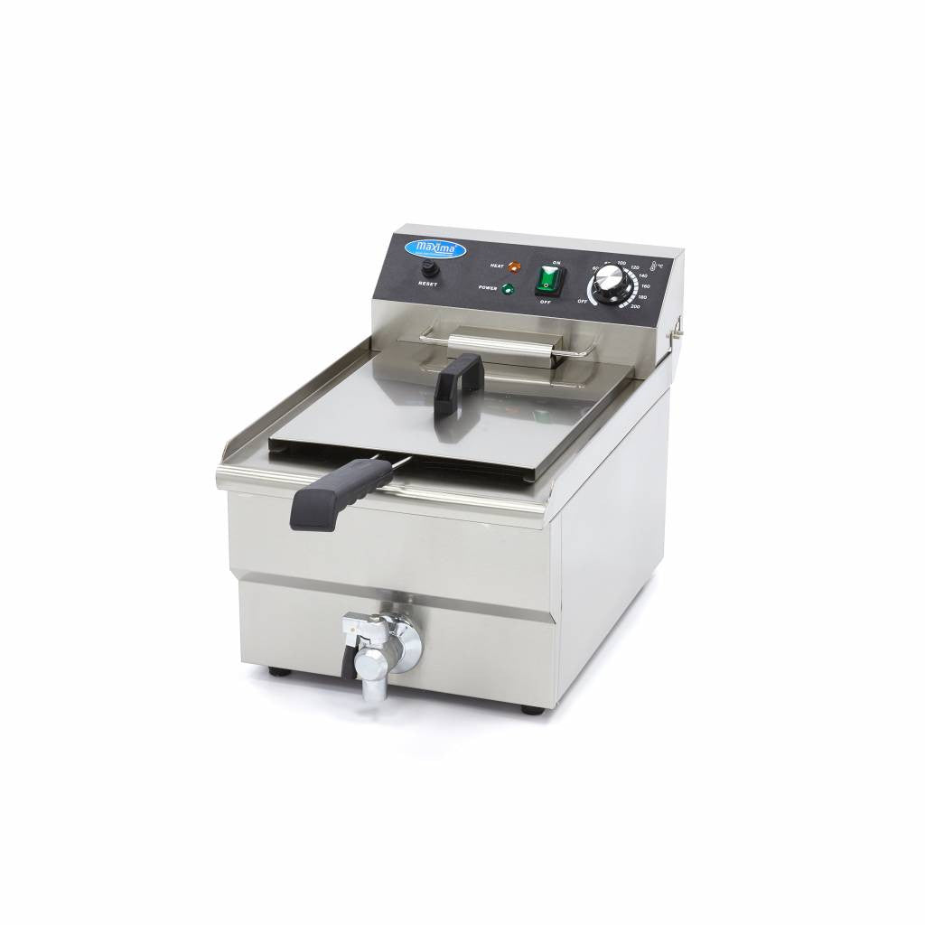 Friteuse - 16L - 1 panier - avec robinet de vidange 3000 W Maxima - Friteuse à poser électrique professionnel CHR - matériel cuisine pro - Cuistéo