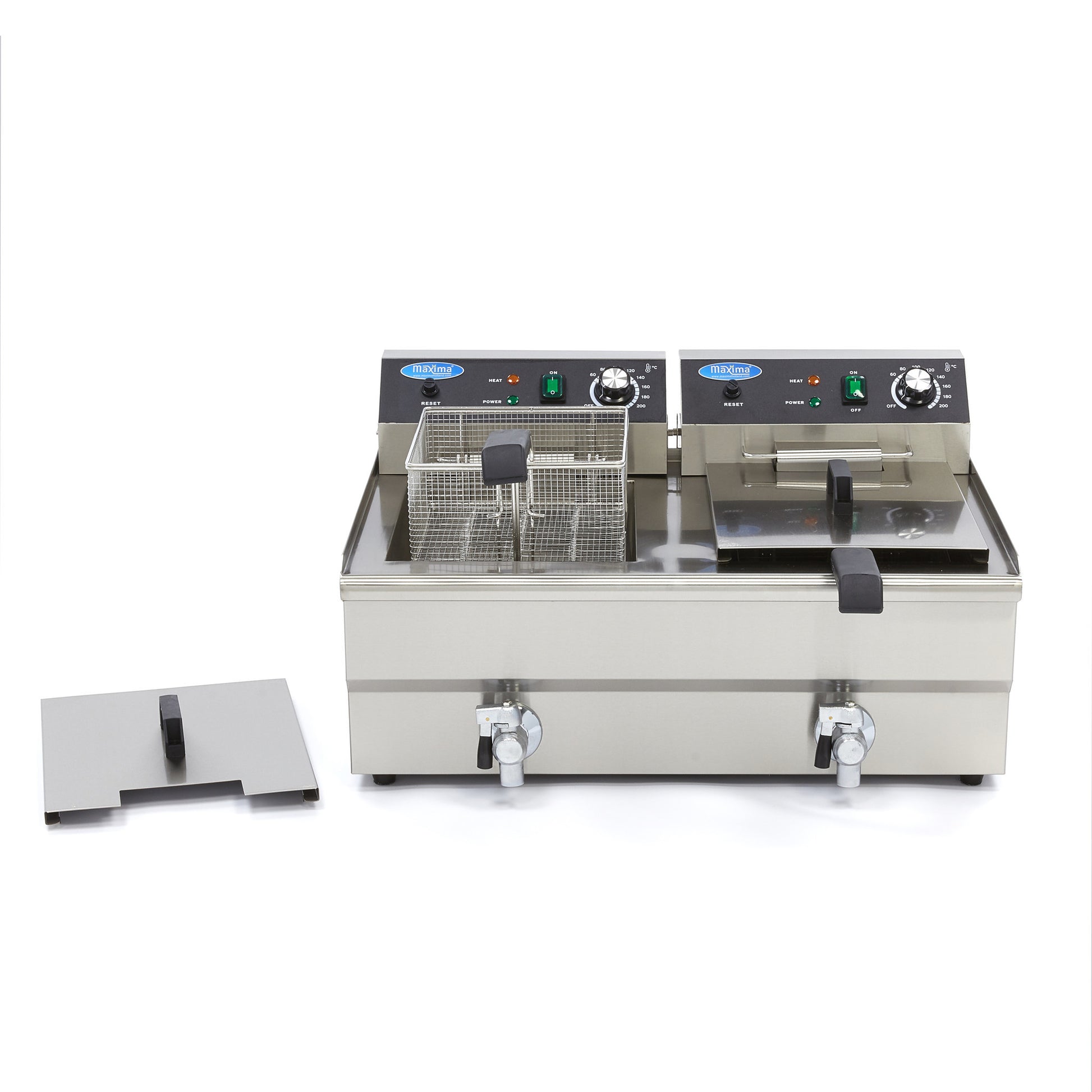 Friteuse double - Électrique - 2x16 litres - Robinet de vidange - Zone froide 3000 W Maxima - vue 8 - Friteuse à poser électrique pro CHR - Cuistéo