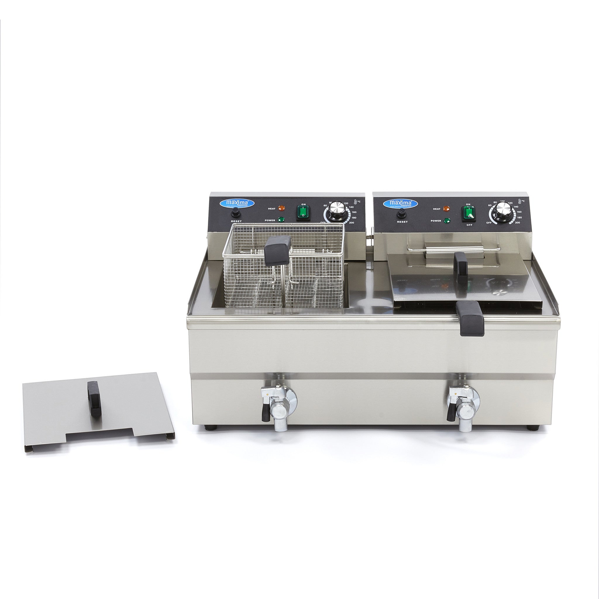 Friteuse double - Électrique - 2x16 litres - Robinet de vidange - Zone froide 3000 W Maxima - vue 8 - Friteuse à poser électrique pro CHR - Cuistéo