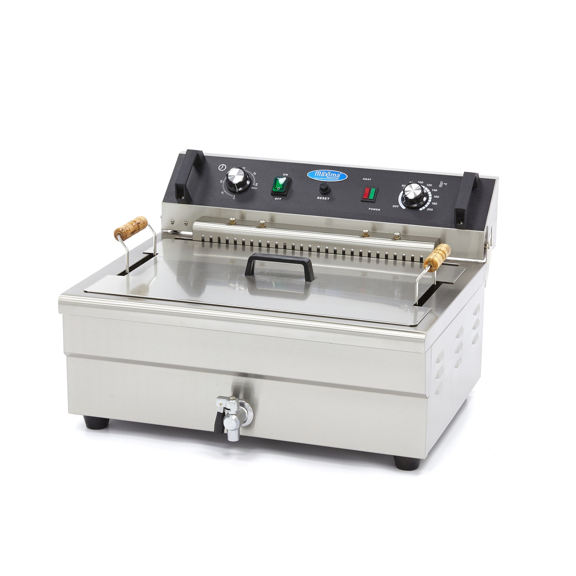 Friteuse professionnelle - 20L - 1 panier - avec robinet de vidange 4500 W Maxima - Friteuse à poser électrique professionnel CHR - matériel cuisine pro - Cuistéo